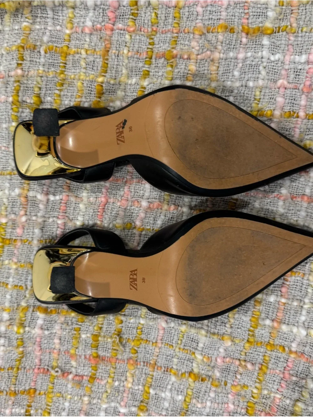 Zara Black Pointed Slingback Pumps with Crisscross Detail